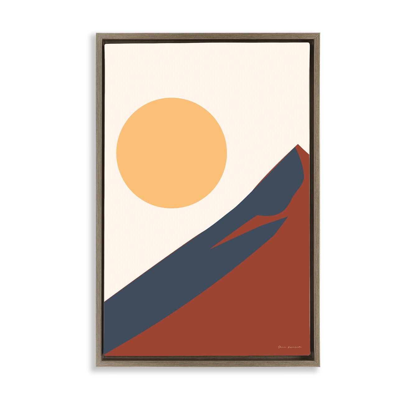 Stupell Industries Boho Mountain Peak & Sun Framed Floater Canvas Wall Art Design by Omar Escalante